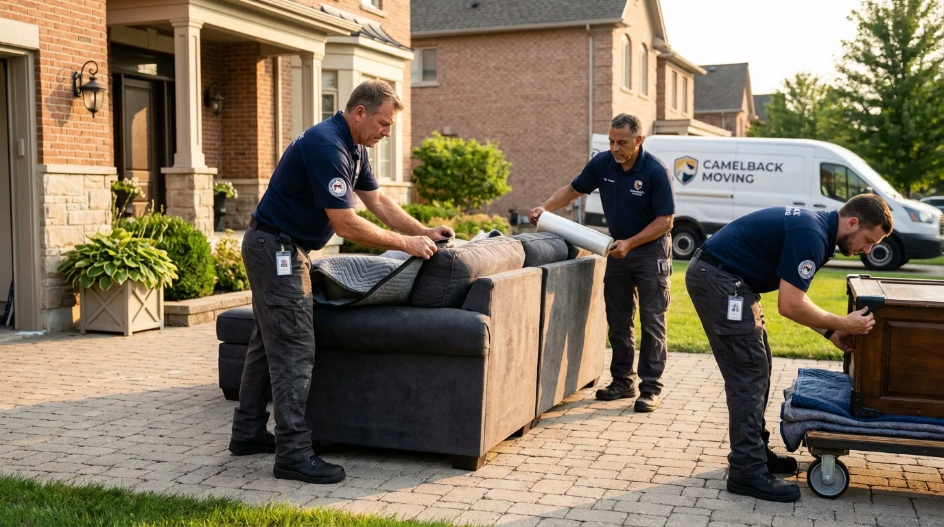 Large estate moving crew wrapping furniture in Roselle, IL