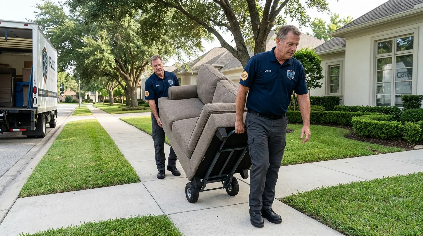 Local residential moving crew loading furniture in Roselle, IL